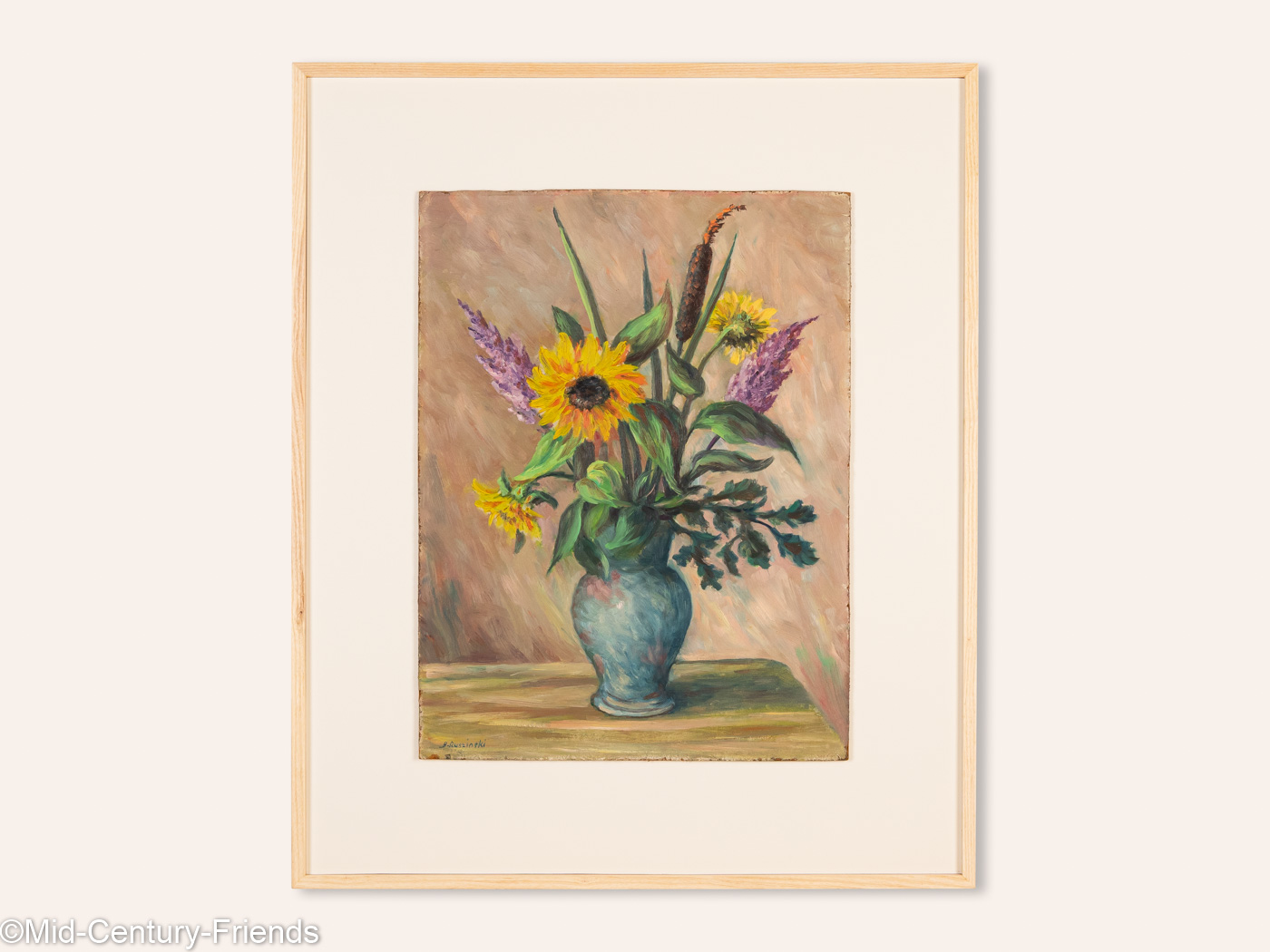 Sommerlicher Blumenstrauß, Öl auf Platte, 76 x 91 cm
