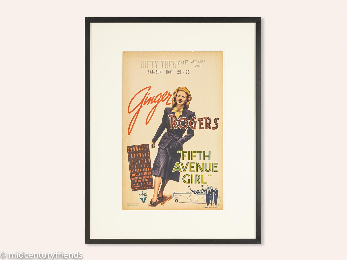 WINDOW CARD "FITH AVENUE GIRL", GINGER ROGERS