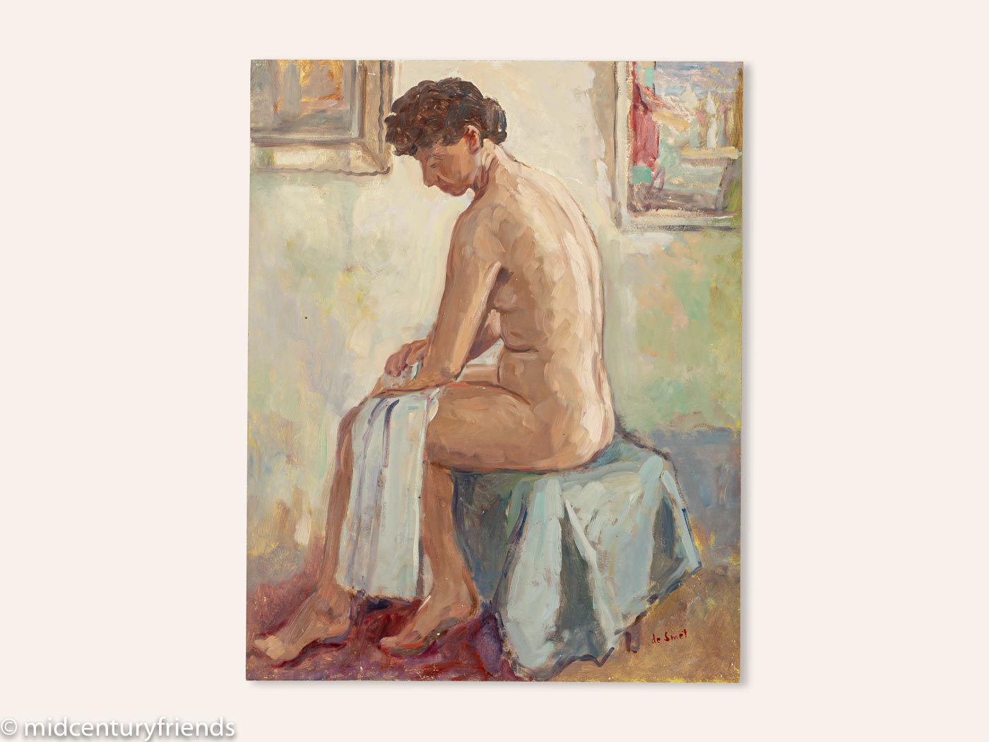 Sitzender Frauenakt, Öl auf Platte, 39 x 49 cm