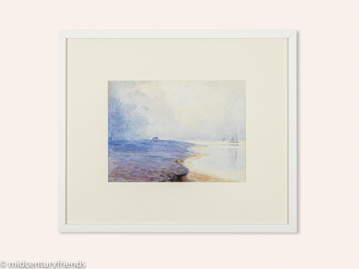 Blaue Küste, Aquarell auf Papier, 58 x 49 cm
