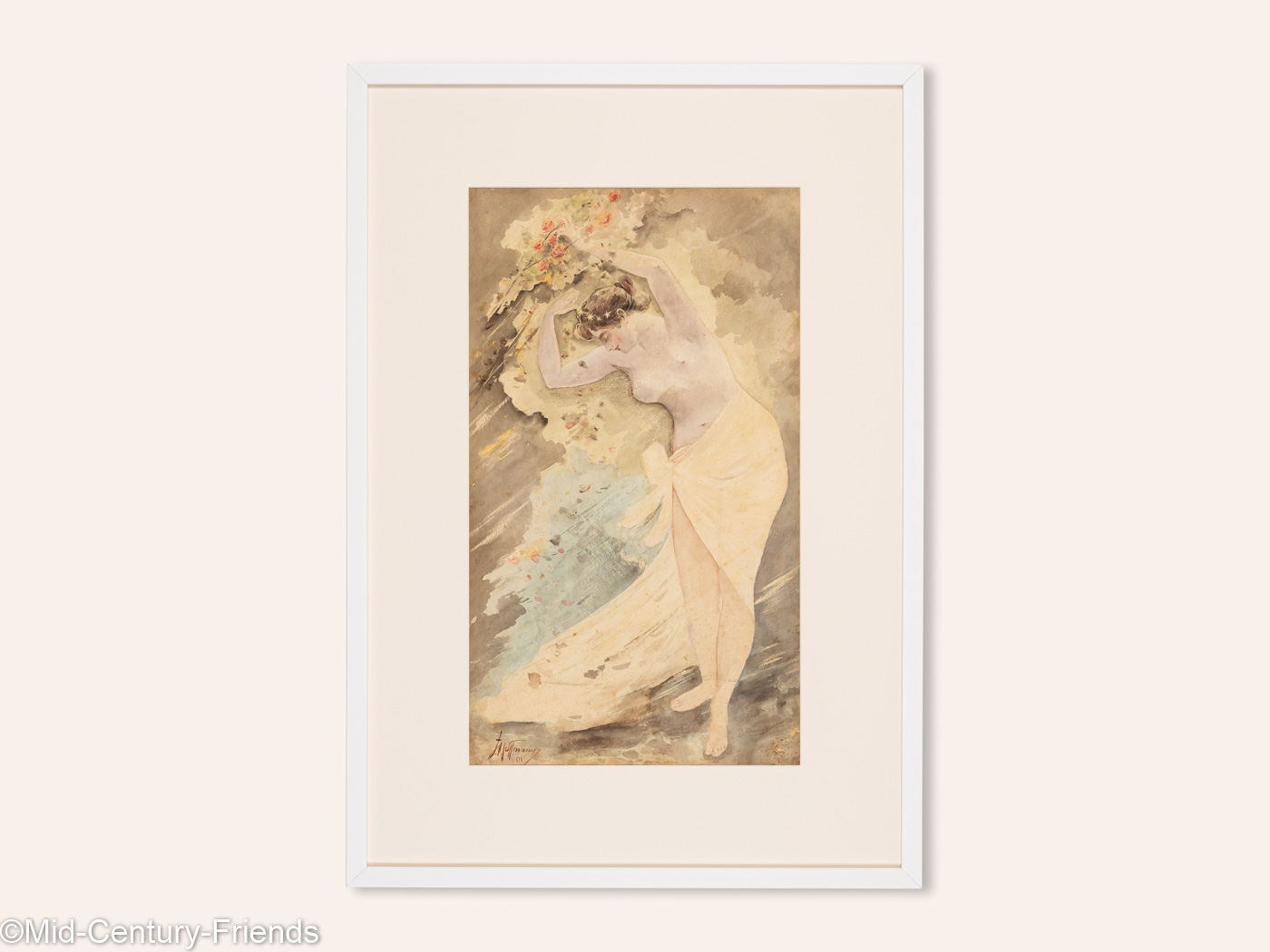 Stehender Frauenakt aus dem Jahr 1901, Aquarell auf Papier, 58 x 83 cm