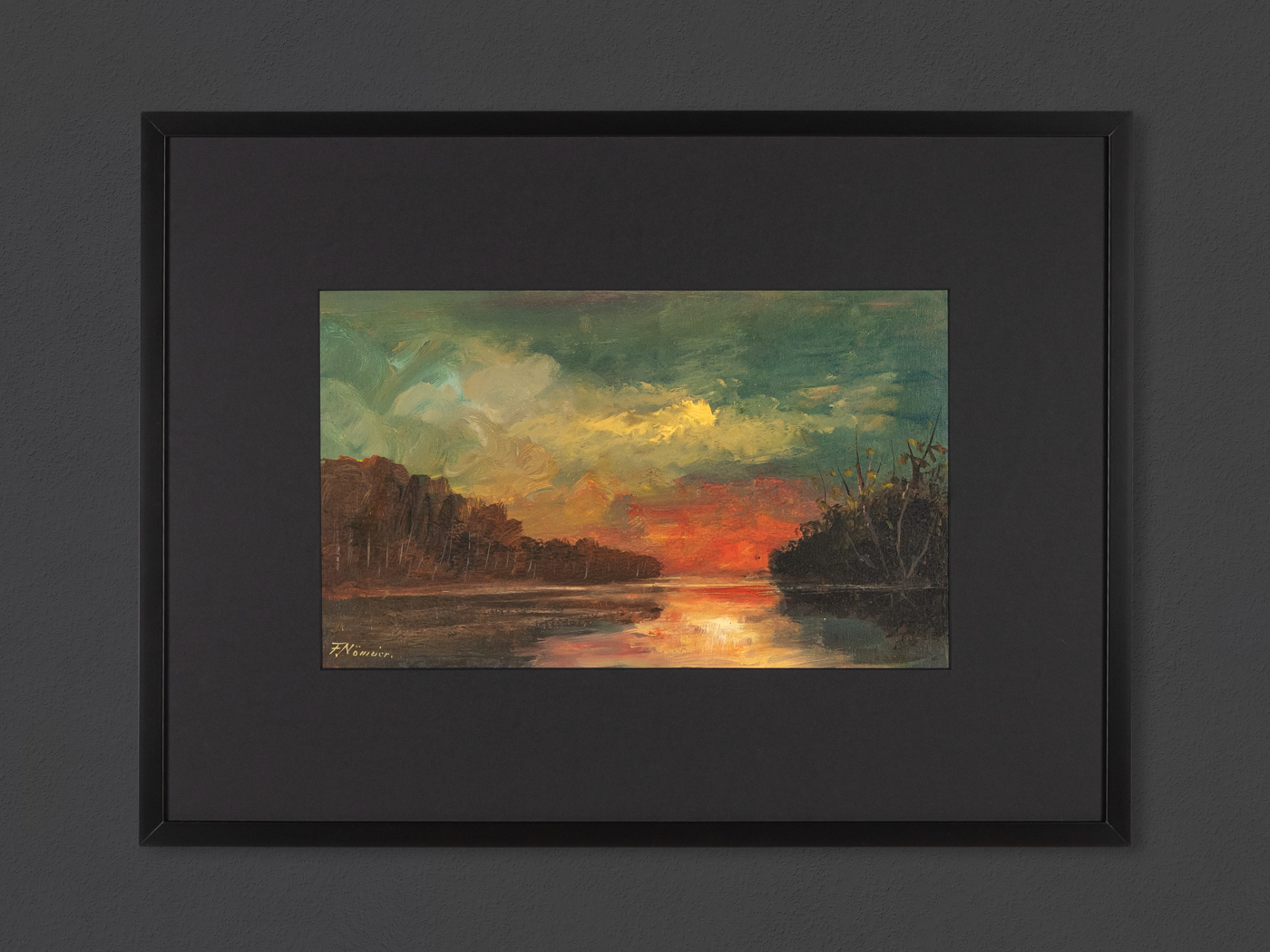 Flusslandschaft, Öl auf Leinwand, 78 x 58 cm
